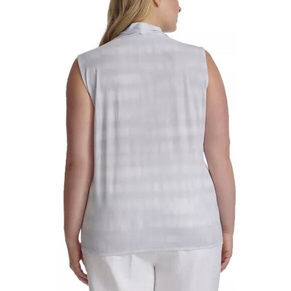 Calvin Klein Women's Abstract‎ Print Sleeveless Top Size 3XL V-Neck Pleated New - Picture 3 of 10
